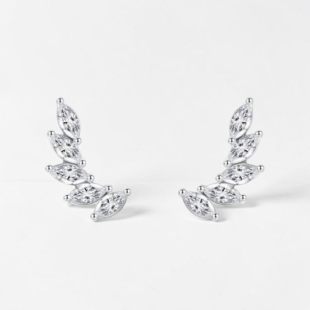 925 Sterling Silver Crystal Ear Climber Earrings